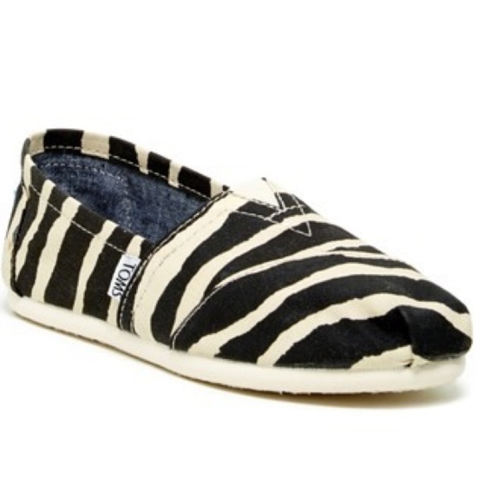 Toms Womens Classic Vegan Zebra Hemp Slip Ons